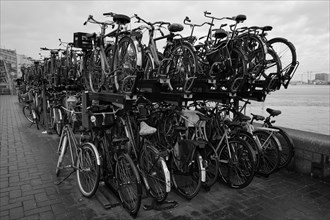 Bicycles at the harbour in Amsterdam