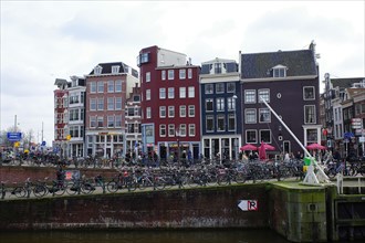 Bicycles on a canal in Amsterdam