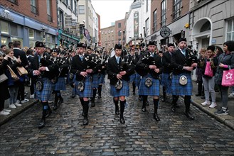 The Clew Bay Pipe Band gave special performances in Temple Bar as part of the Dublin Tradfest in 2023