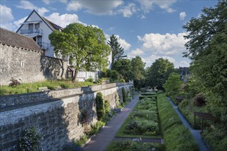The town garden in the former moat of the historic old town of Radolfzell on Lake Constance