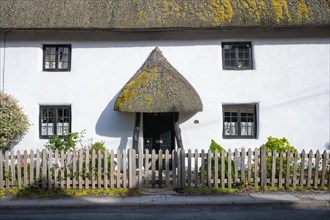 Traditionally built English terraced house with thatched roofs