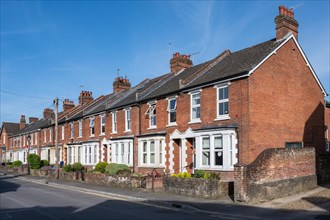 Traditional English terraced houses built with clinker brick