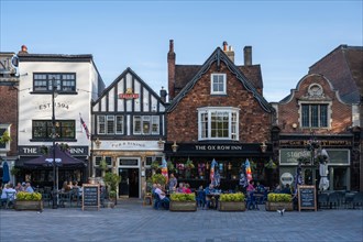 Traditional restaurants and pubs in the market place of Salisbury