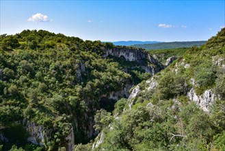 The gorge of the Calavon river near the village of Oppedettes in the Luberon nature park Park