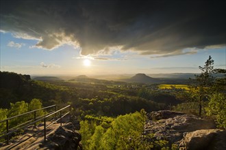 Sunset mood after thunderstorm in Saxon Switzerland