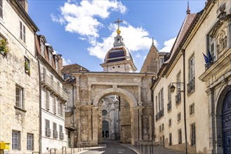 The Gallo-Roman triumphal arch Porte Noire and St John's Cathedral in Besancon