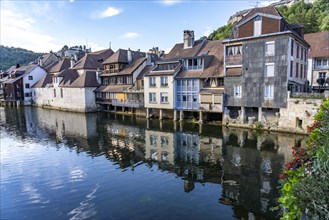 Houses of the old town on the river Loue in Ornans