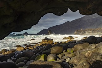 Lava cave on the coast near La Maceta