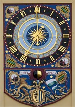 Astronomical clock on the tower of the Old Town Hall