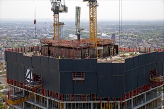Major construction site in the banking district with the project name Four Frankfurt