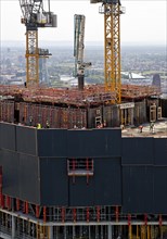 Major construction site in the banking district with the project name Four Frankfurt