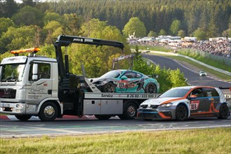 Tow truck at the Nürburgring race track 24-hour race Nürburg