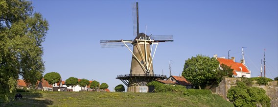 18th century Dutch stone windmill Den Haas in the city Zierikzee