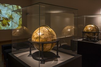 16th century terrestrial globe and celestial globe in the Mercator museum about the history of cartography