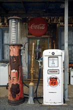 Vintage gas pump at petrol station of the General Store along the historic Route 66 in the Hackberry ghost town in Arizona