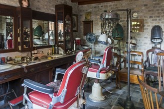 Interior of 20th century barbershop