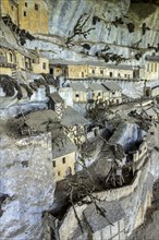 Scale model of the medieval fortified troglodyte town La Roque Saint-Christophe
