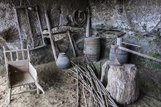 Medieval tools at the fortified troglodyte town La Roque Saint-Christophe