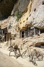 Troglodyte house and sheds of the last residents of the Grottes du Roc de Cazelle at Les Eyzies