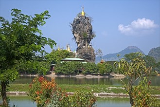 Kyauk Ka Lat Pagoda in the karst mountains near Hpa-an