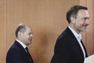 (L-R) Olaf Scholz (SPD), Federal Chancellor, and Christian Lindner (FDP), Federal Minister of