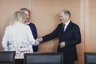 (R-L) Olaf Scholz (SPD), Federal Chancellor, Lisa Paus (Bündnis 90 Die Grünen), Federal Minister