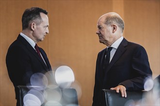 (R-L) Olaf Scholz (SPD), Federal Chancellor, and Volker Wissing (FDP), Federal Minister of