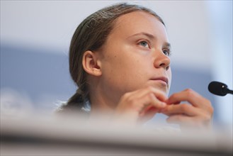 Greta Thunberg at a press conference at the COP in Bonn