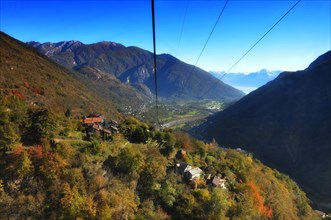 Travel with Cable Car Down the Mountain in Ticino