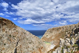 Rocky limestone cliffs of typical Greek or Cretan sea shores