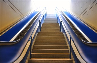 Blue Escalators with Stairs