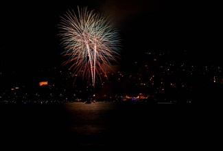 Fireworks over an Alpine Lake Maggiore in Ascona