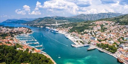 Marina and Harbour by the Sea Holiday Dalmatia Aerial Panorama in Dubrovnik