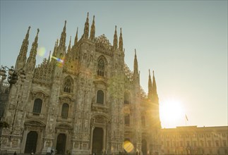 Cathedral with Sunbeam in a Sunny Day in City of Milan