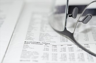 Financial Newspaper and Eyeglasses