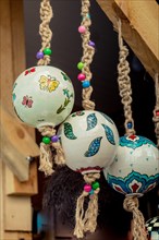 Colorful turkish ceramic balls as souvenirs at street market
