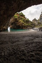 Beautiful hidden beach. The Saraceno Grotto is located directly on the sea in Salerno
