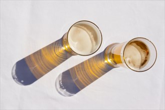 Two glas beers from above