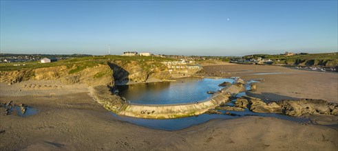Aerial panorama of the Bude Seapool