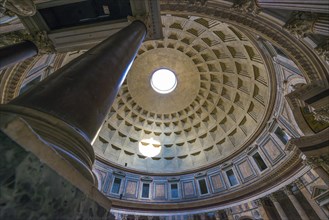 Temple of Pantheon with the Hole on the Roof and Column in Rome