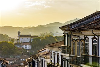 Famous historical city of Ouro Preto in Minas Gerais with its old buildings in baroque