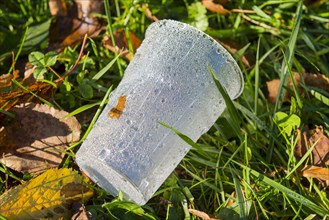 Wet Plastic Glass in the Nature in Switzerland