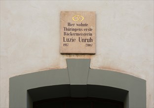 Commemorative plaque for Luzie Unruh