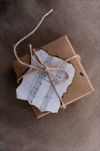 Musical notes on a burnt paper on a brown background