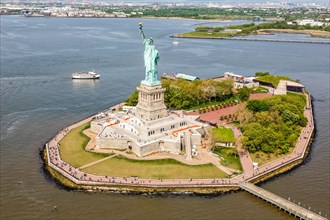 New York City Statue of Liberty Aerial View in New York