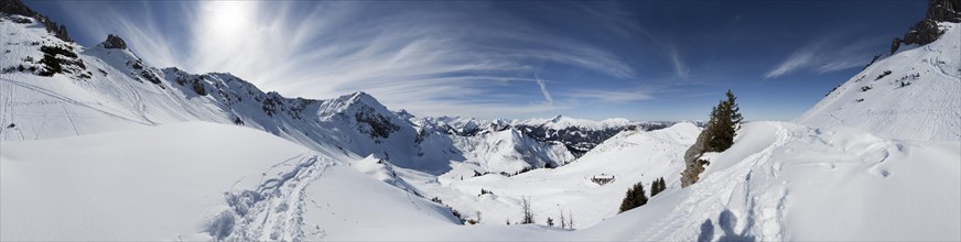 Winter Panorama Ski Resort Fellhorn Kanzelwand Kleinwalsertal Austria
