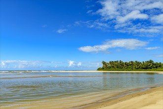 Paradise and deserted tropical beach in Serra Grande in Bahia