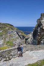 Rough cliffs with the Tintagel Peninsula and the ruins of Tintagel Castle