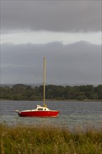 Sailing boat with strong red colour