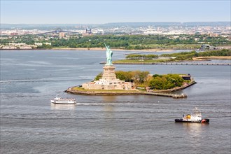 New York City Statue of Liberty Aerial View in New York